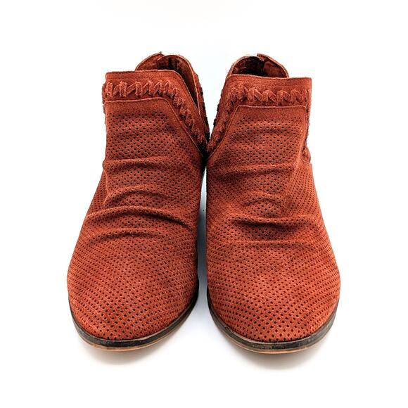 Vince Camuto Palmina Ankle Boots Womens 11 Cayenne Red Leather Western Boho Chic - Picture 2 of 11